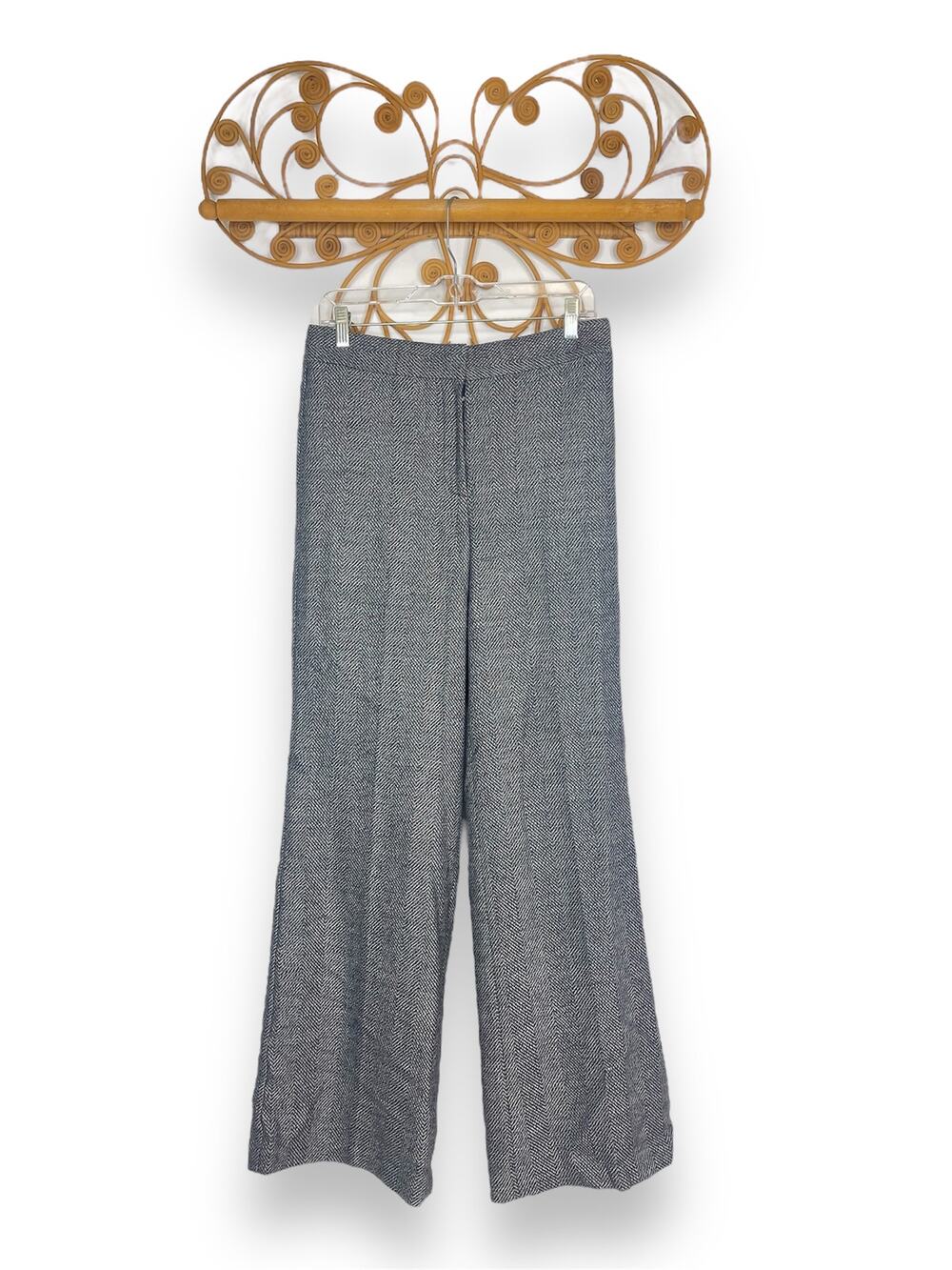 Ann Taylor wide leg herringbone wool trousers 6